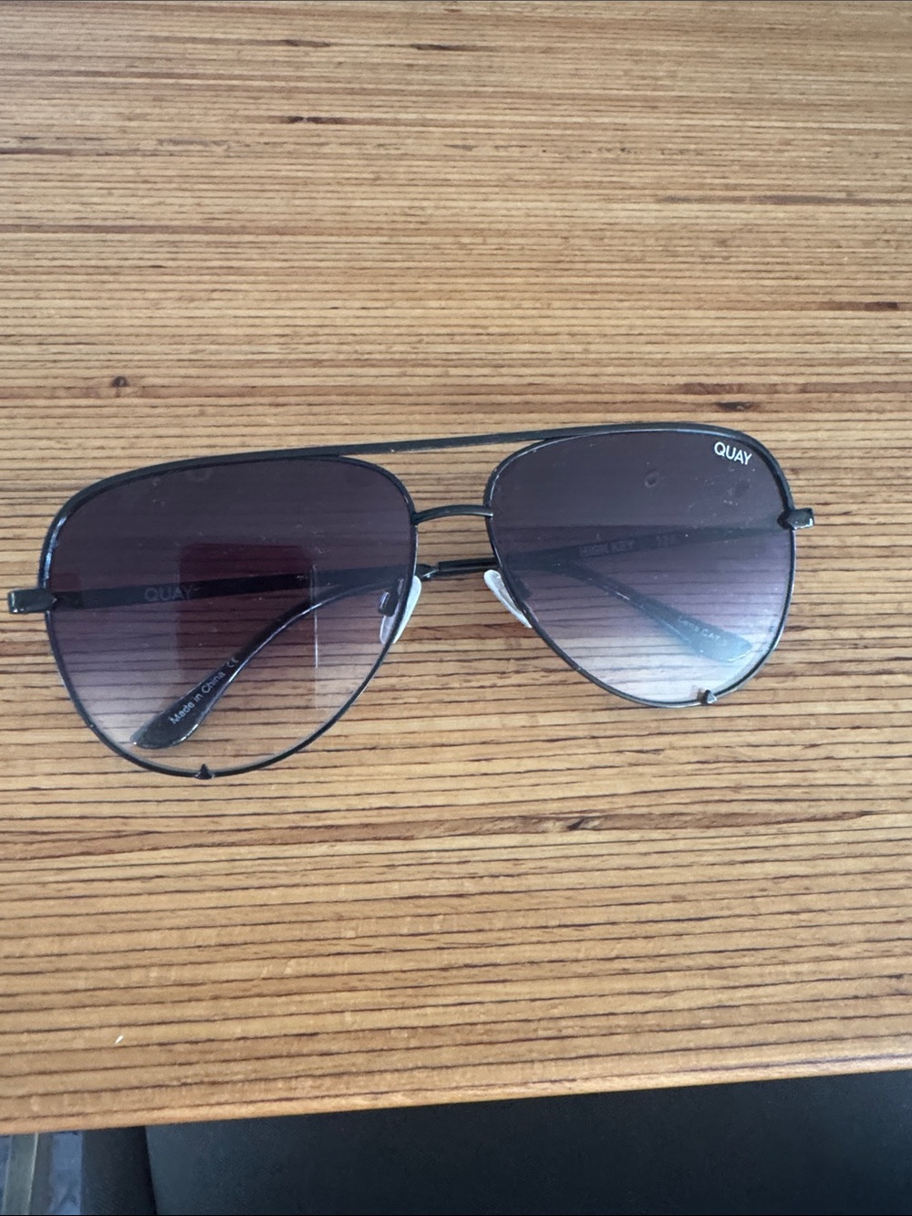 Quay Australia Black Aviator Sunglasses with Gradient Lenses